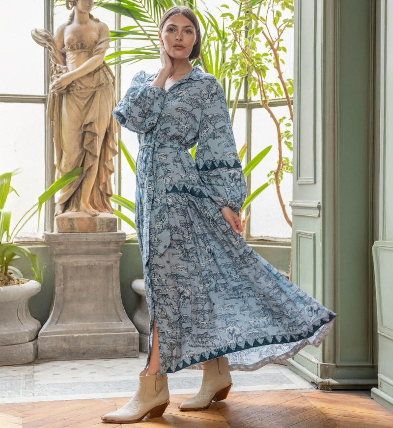 Vestido largo Lila - estampado sabana - Miss June Paris - 1