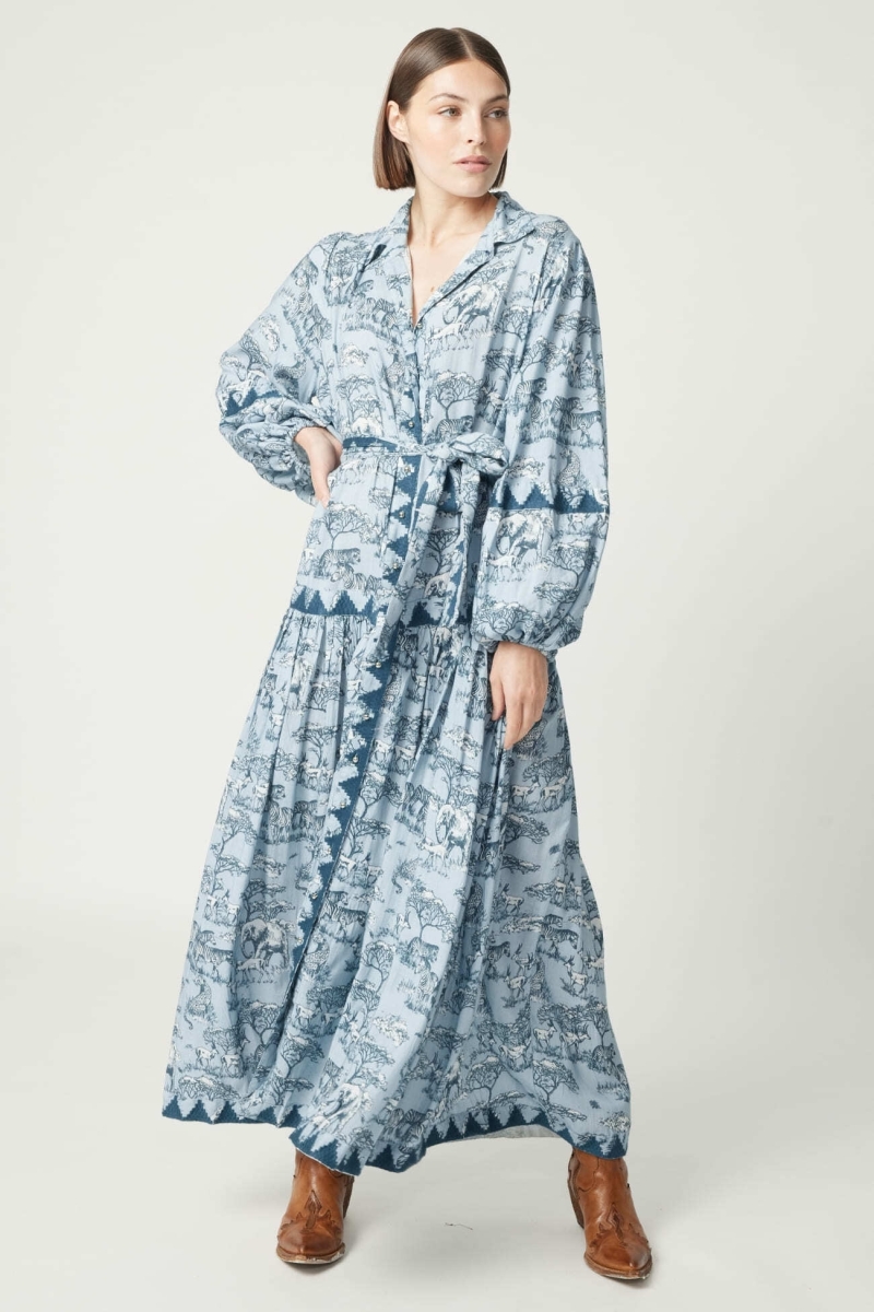 Langes Kleid Lila - Savannen-Print - Miss June Paris - 3