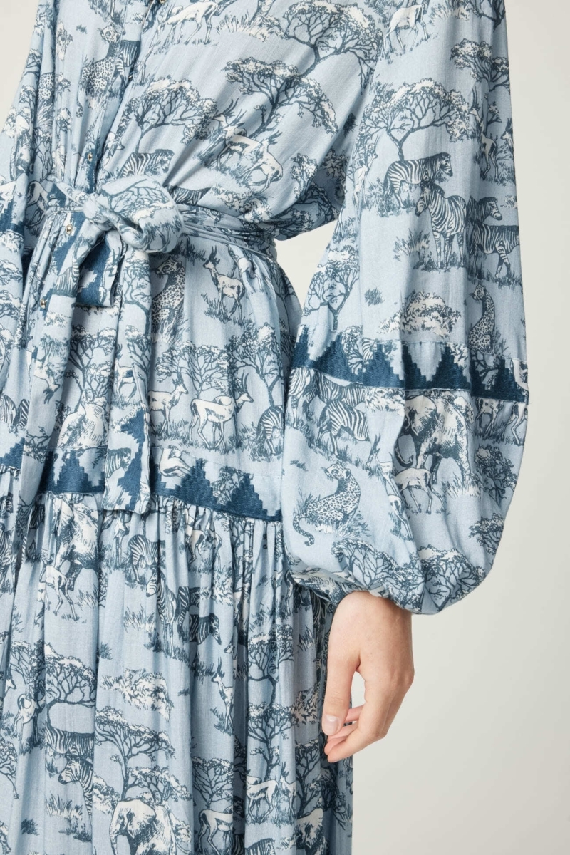 Langes Kleid Lila - Savannen-Print - Miss June Paris - 5