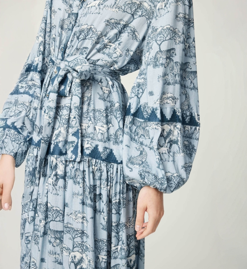 Langes Kleid Lila - Savannen-Print - Miss June Paris - 5