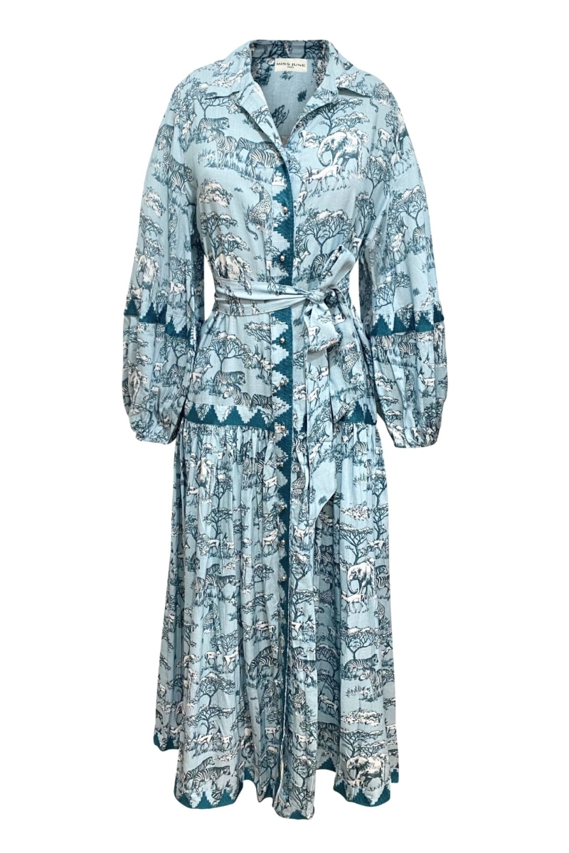 Langes Kleid Lila - Savannen-Print - Miss June Paris - 6