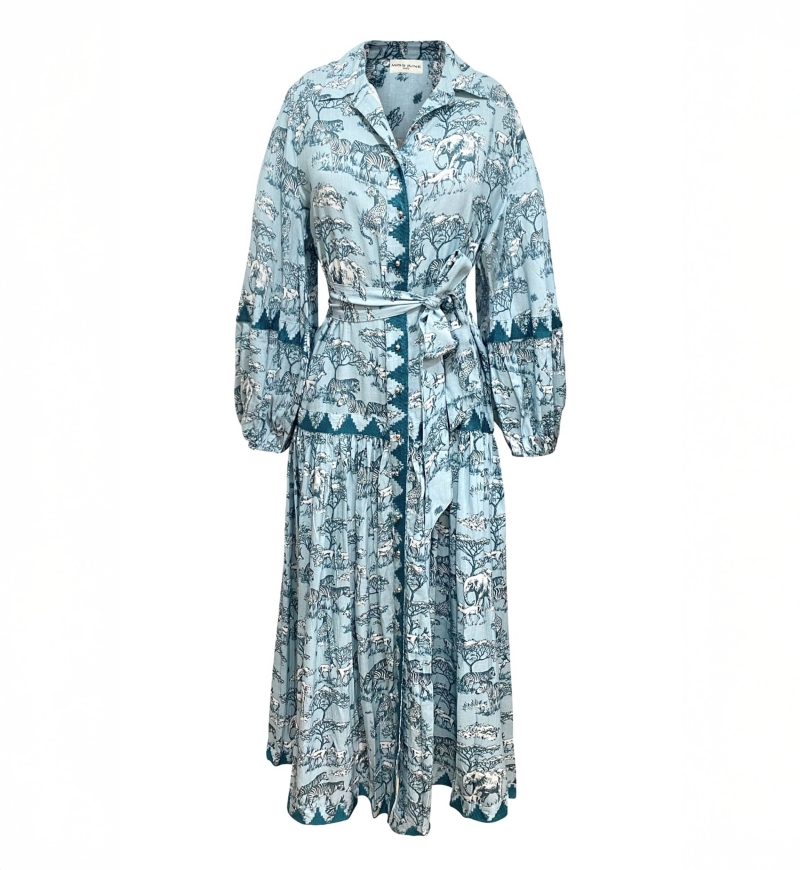 Langes Kleid Lila - Savannen-Print - Miss June Paris - 6