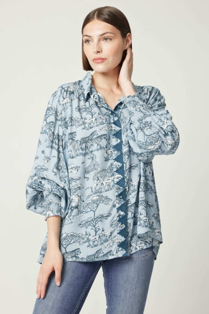 Camicia donna Maé stampa savana - Miss June Paris - 4