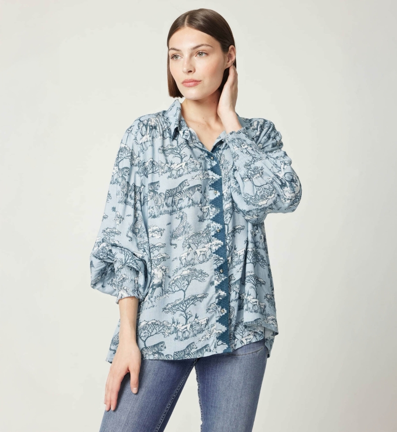 Camicia donna Maé stampa savana - Miss June Paris - 4
