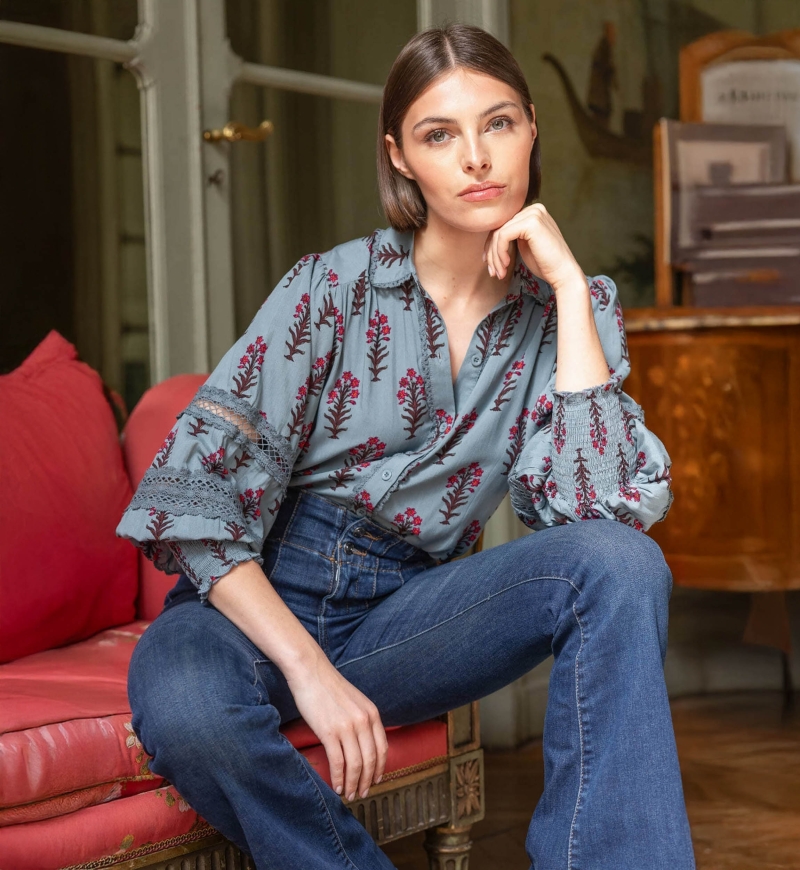 Chemise femme Hermine imprimé floral - Miss June Paris - 1