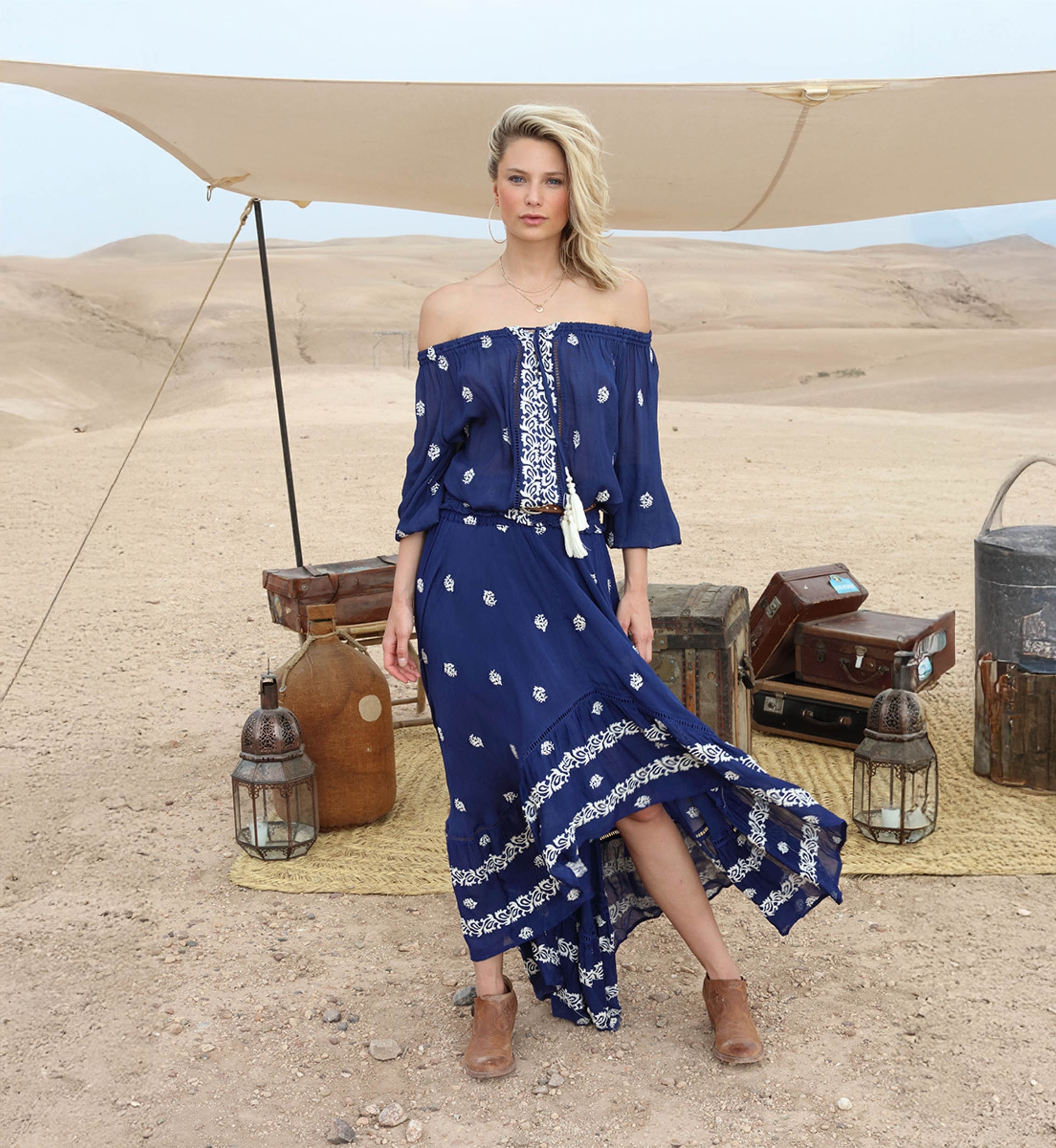 Jupe Sunday - couleur bleue - boho chic - Miss June Paris - 1