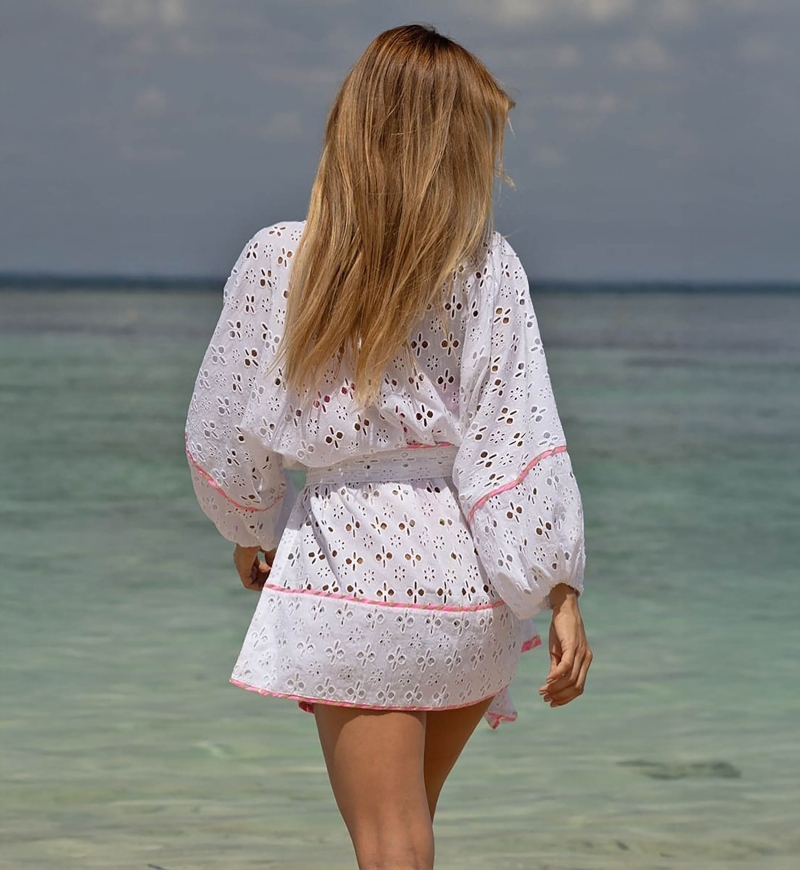 Kimono Kurz Windy - Neon Weiß - Miss June Paris - 2