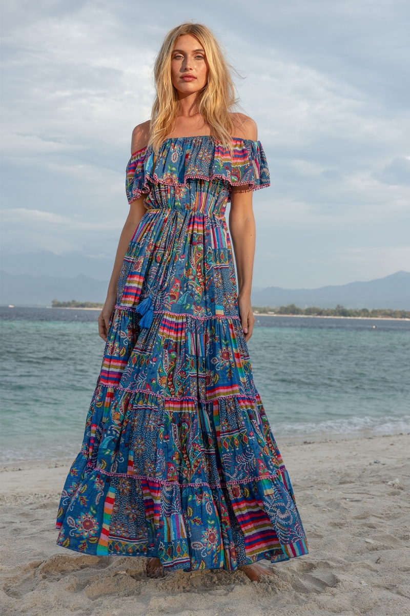 Abito lungo Ariana con spalle scoperte - 100% modal - Miss June Paris - 1