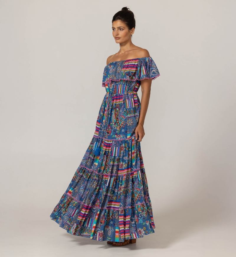 Langes Ariana-Kleid mit freien Schultern - 100 % Modal - Miss June Paris - 3