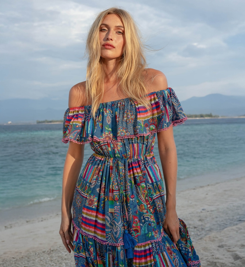 Abito lungo Ariana con spalle scoperte - 100% modal - Miss June Paris - 2