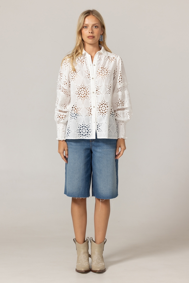 Chemise Farah - Broderie anglaise étoilée - 100% coton - Miss June Paris - 3
