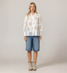 Camicia Farah - Ricamo inglese stellato - 100% cotone - Miss June Paris - 3