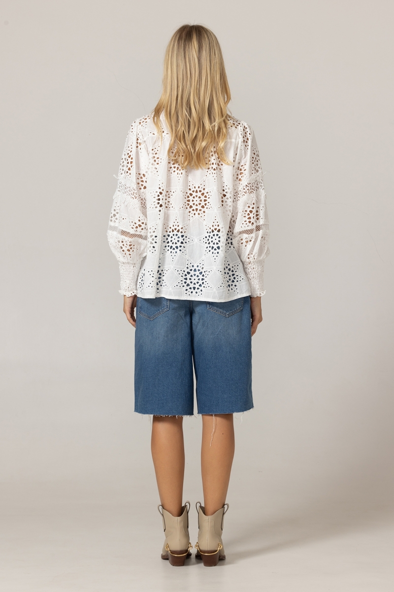 Camisa Farah - Bordado inglés estrellado - 100% algodón - Miss June Paris - 4