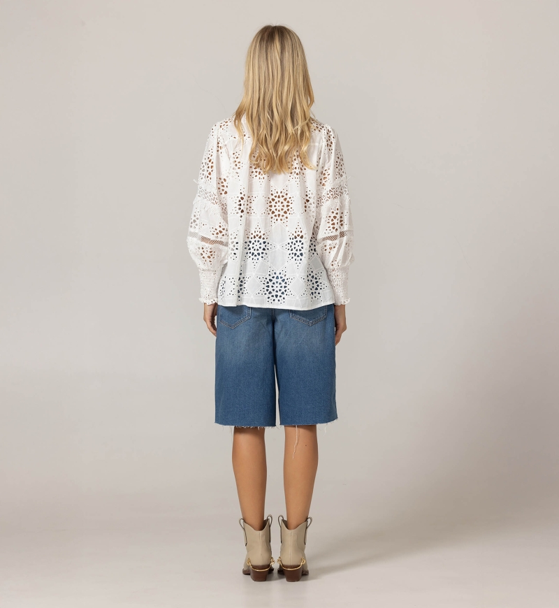 Camisa Farah - Bordado inglés estrellado - 100% algodón - Miss June Paris - 4