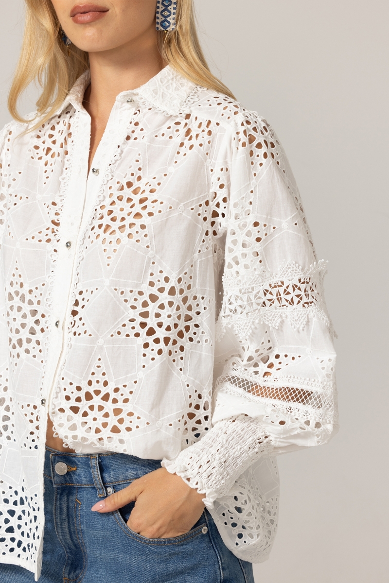 Camisa Farah - Bordado inglés estrellado - 100% algodón - Miss June Paris - 5