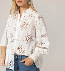 Chemise Farah - Broderie anglaise étoilée - 100% coton - Miss June Paris - 5