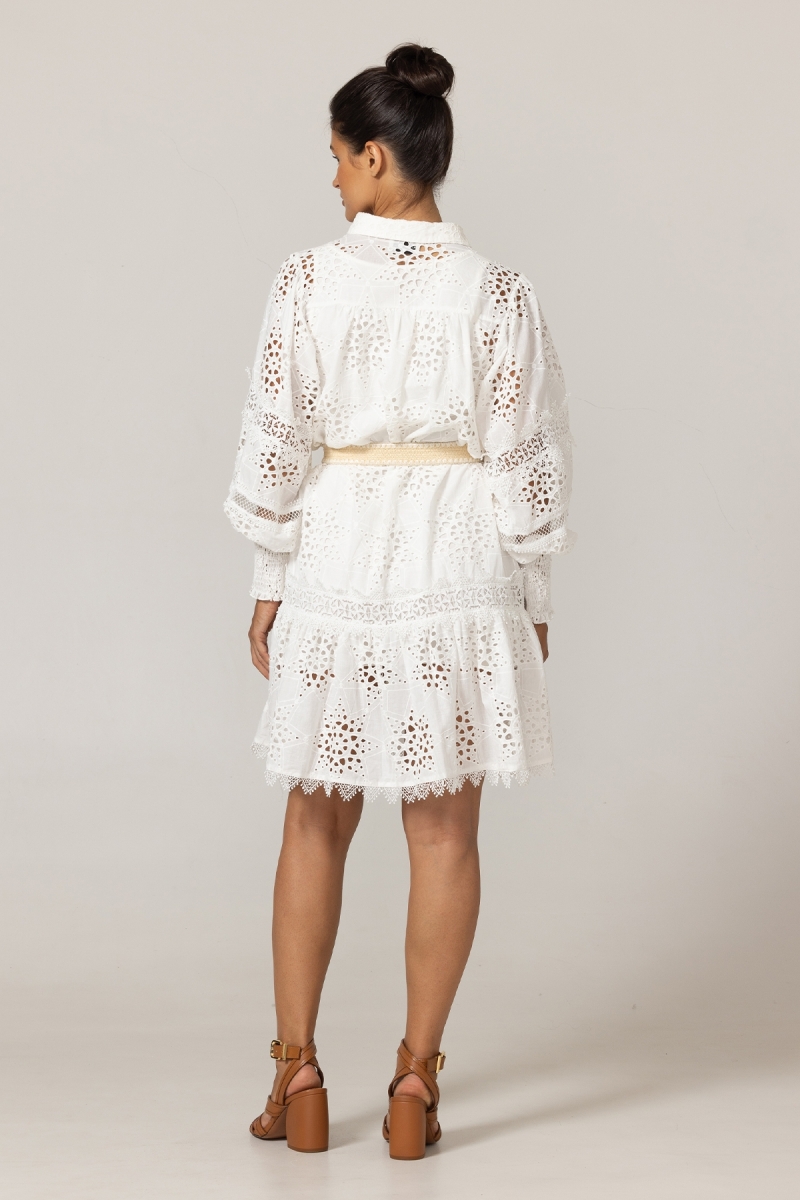 Robe courte Gia - Broderie anglaise étoilée - 100% coton - Miss June Paris - 4