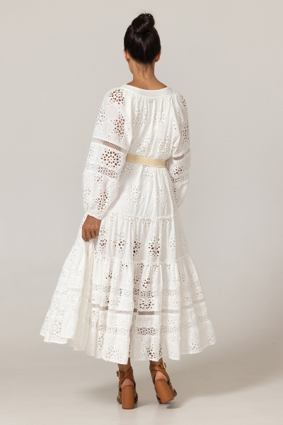 Hoda Long Dress - English Embroidery - 100% Cotton - Miss June Paris - 4