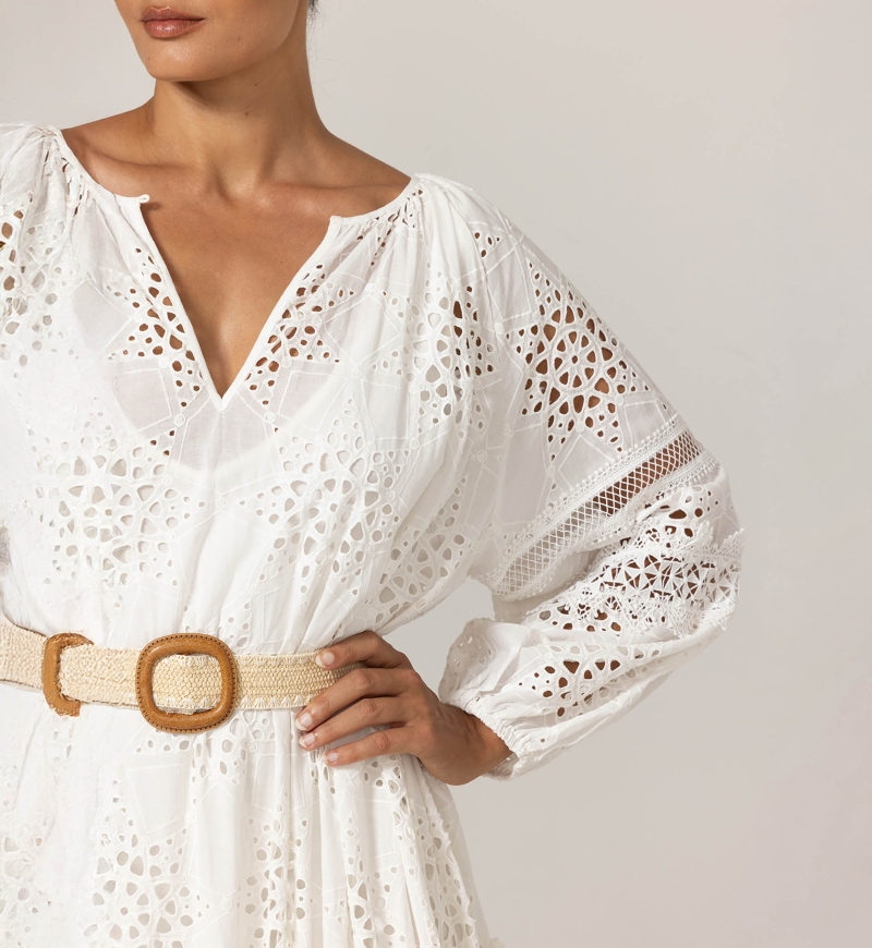 Abito lungo Hoda - Ricamo inglese - 100% cotone - Miss June Paris - 5