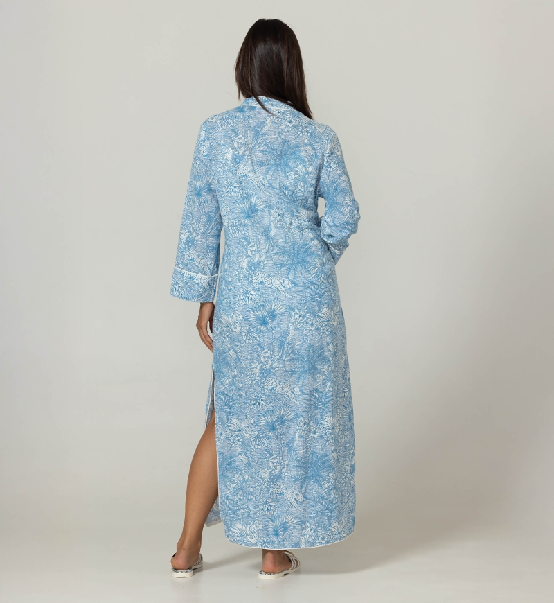 Lulu langes blaues Kleid - Dschungelprint - 100% Baumwolle - Miss June Paris - 4