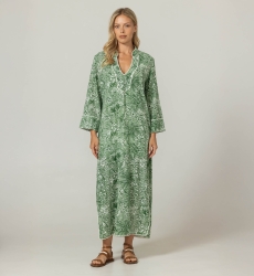 Robe longue Lulu verte - Imprimé jungle - 100% coton - Miss June Paris - 3