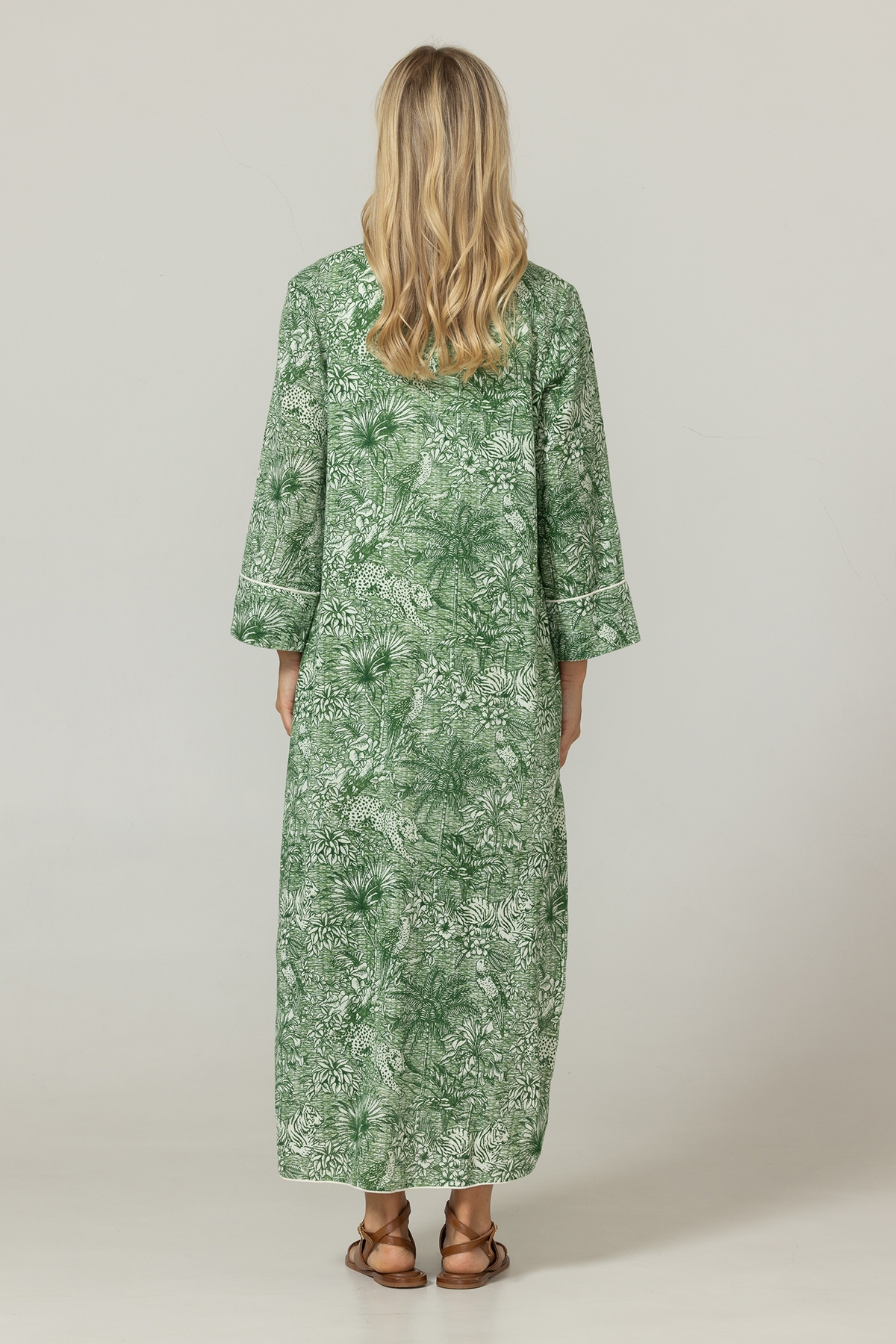 Long green Lulu dress - Jungle print - 100% cotton - Miss June Paris - 4