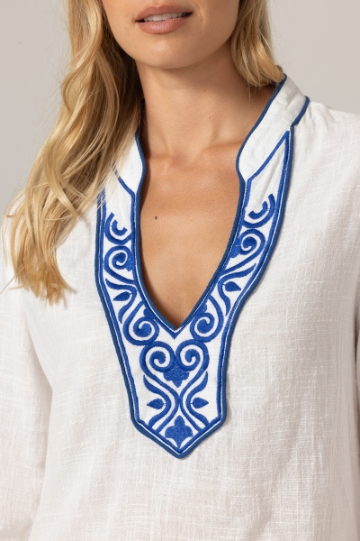 Meira Blouse - Blue Embroidery - 100% Cotton - Miss June Paris - 5