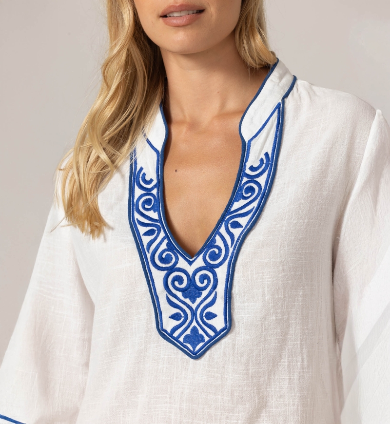 Meira Blouse - Blue Embroidery - 100% Cotton - Miss June Paris - 5