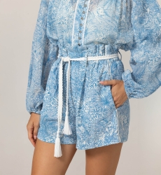 Shorts Mina azul - Estampa de selva - 100% algodão - Miss June Paris - 5