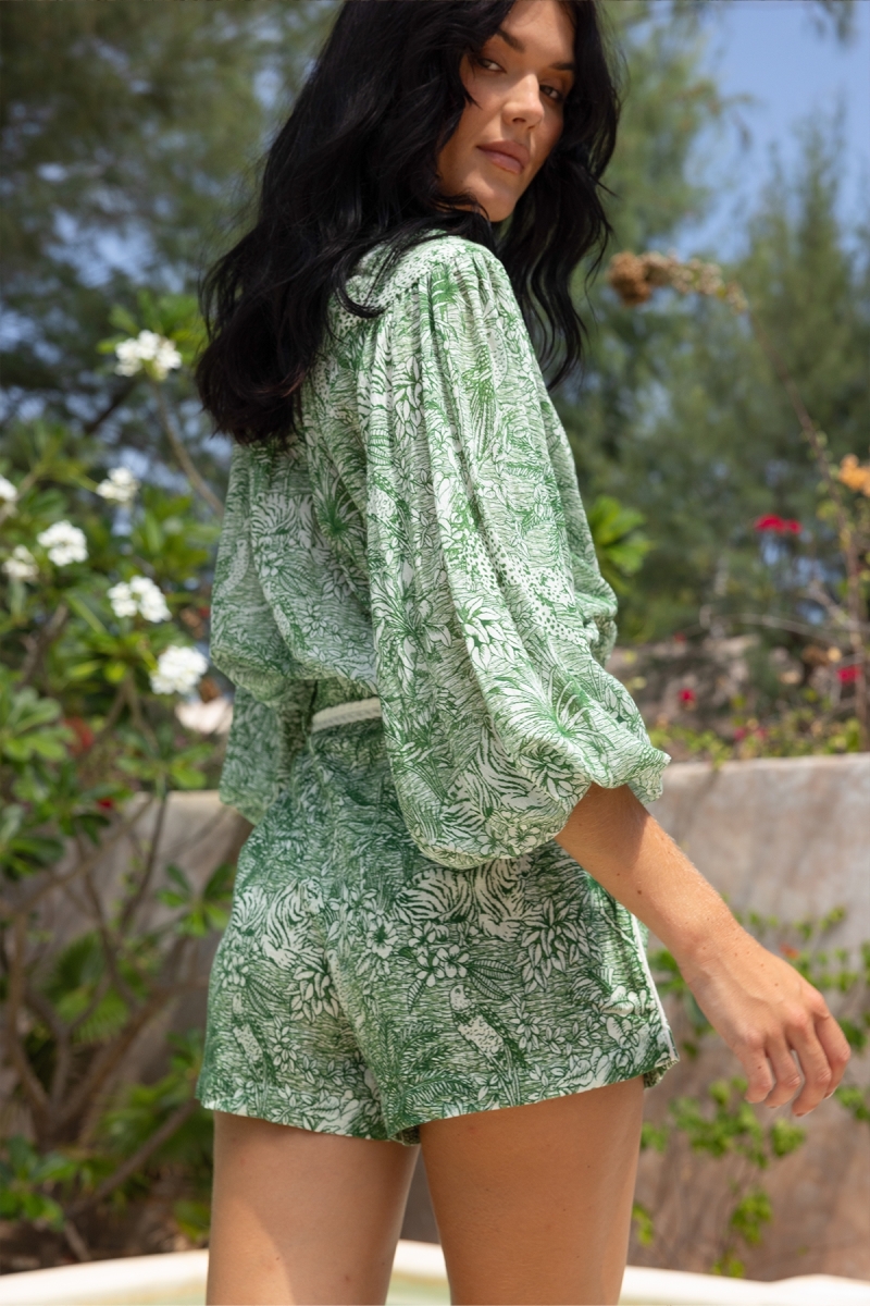 Short Mina vert - Imprimé jungle - 100% coton - Miss June Paris - 2