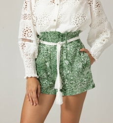 Shorts Mina verde - Estampa de selva - 100% algodão - Miss June Paris - 5