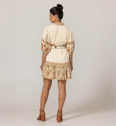 Vestido curto Risha - Estampas florais - Cinto combinando - 100% algodão - Miss June Paris - 4