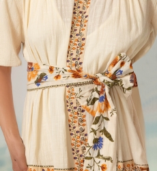 Vestido curto Risha - Estampas florais - Cinto combinando - 100% algodão - Miss June Paris - 5