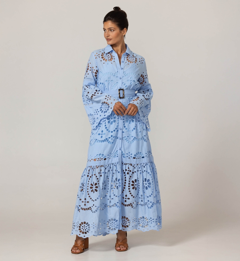 Robe Longue Ruby - Broderie anglaise - 100% coton - Miss June Paris - 8