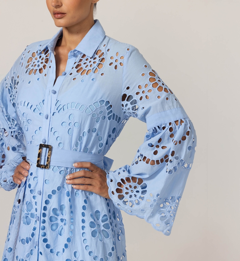 Abito Lungo Ruby - Ricamo Inglese - 100% Cotone - Miss June Paris - 11