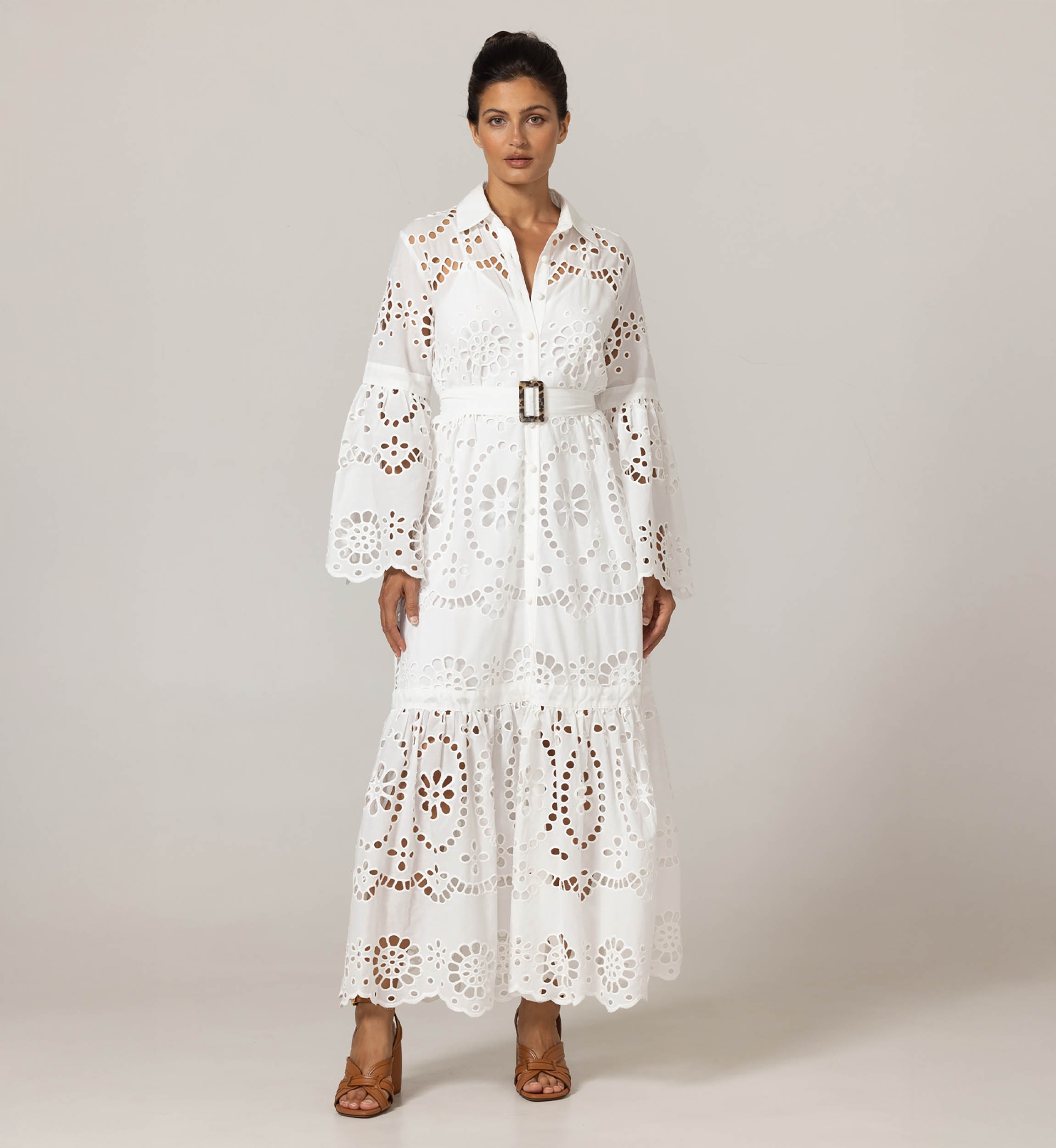 Vestido Largo Ruby - Bordado Inglés - 100% Algodón - Miss June Paris - 15