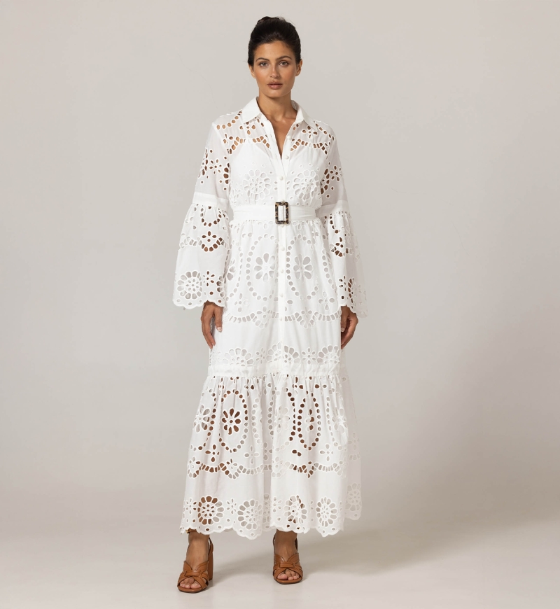 Robe Longue Ruby - Broderie anglaise - 100% coton - Miss June Paris - 13