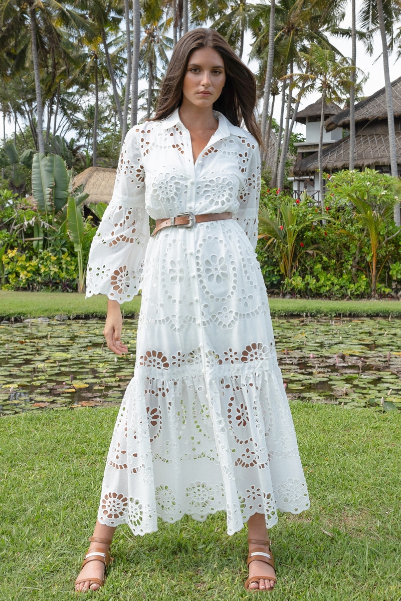 Robe Longue Ruby - Broderie anglaise - 100% coton - Miss June Paris - 11