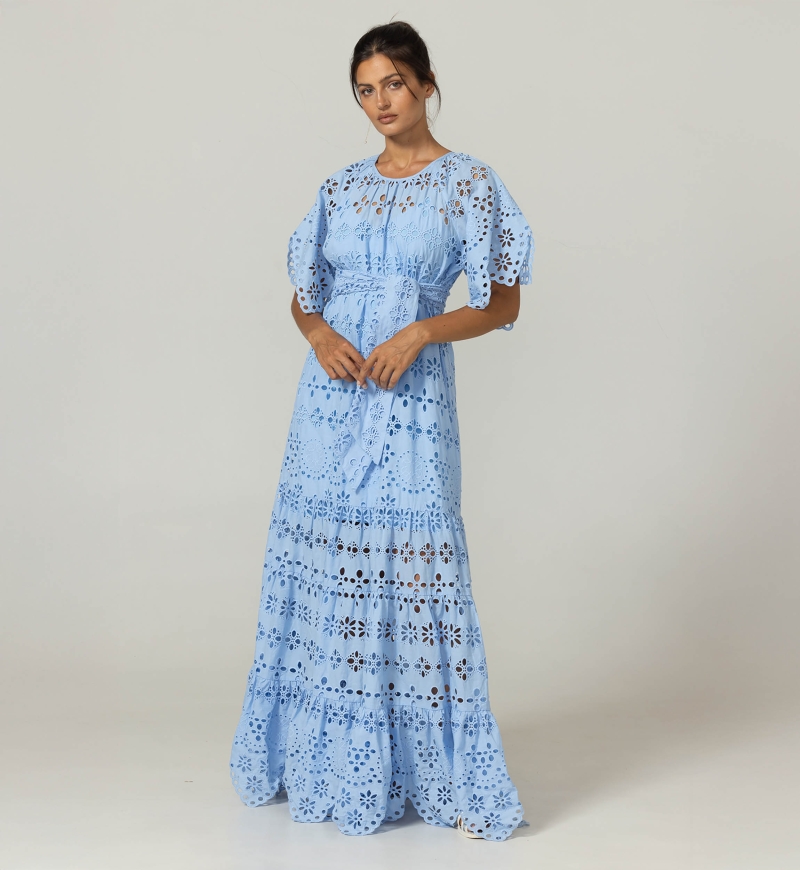 Vestido Largo Sable - Bordado Inglés - 100% Algodón - Miss June Paris - 3