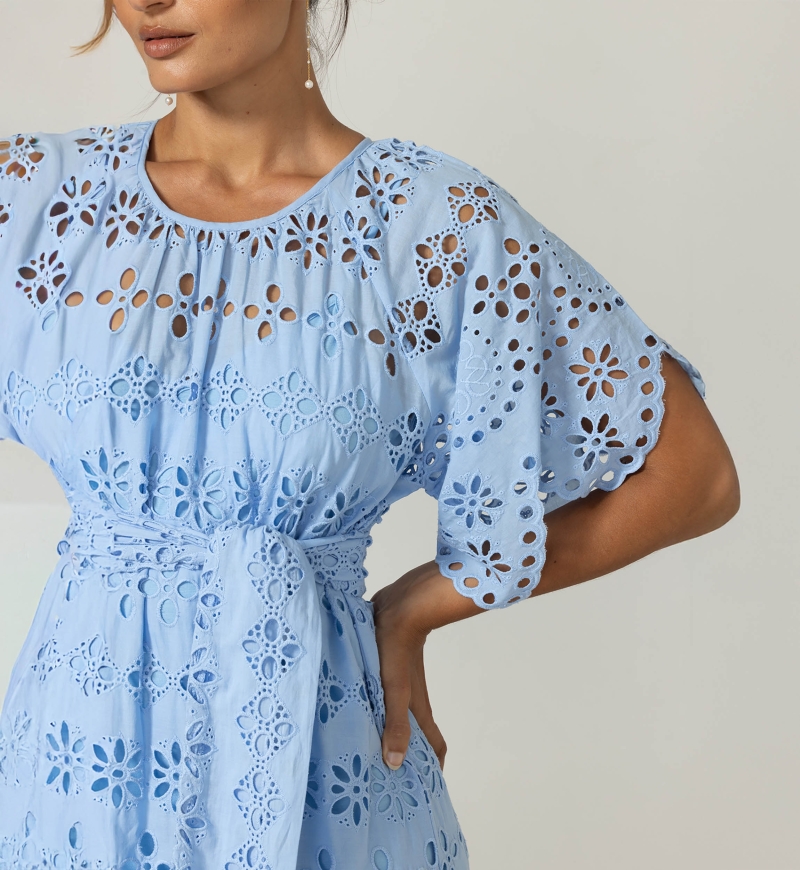 Abito Lungo Ruby - Ricamo Inglese - 100% Cotone - Miss June Paris - 5