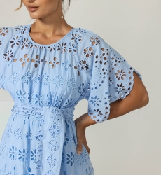 Robe Longue Sable - Broderie anglaise - 100% coton - Miss June Paris - 5