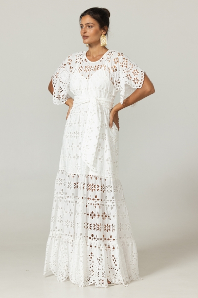 Long Dress Sable - English Embroidery - 100% Cotton - Miss June Paris - 8