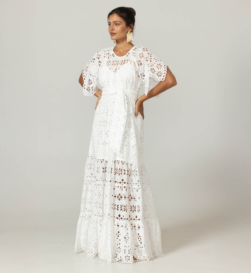 Vestido Largo Sable - Bordado Inglés - 100% Algodón - Miss June Paris - 8