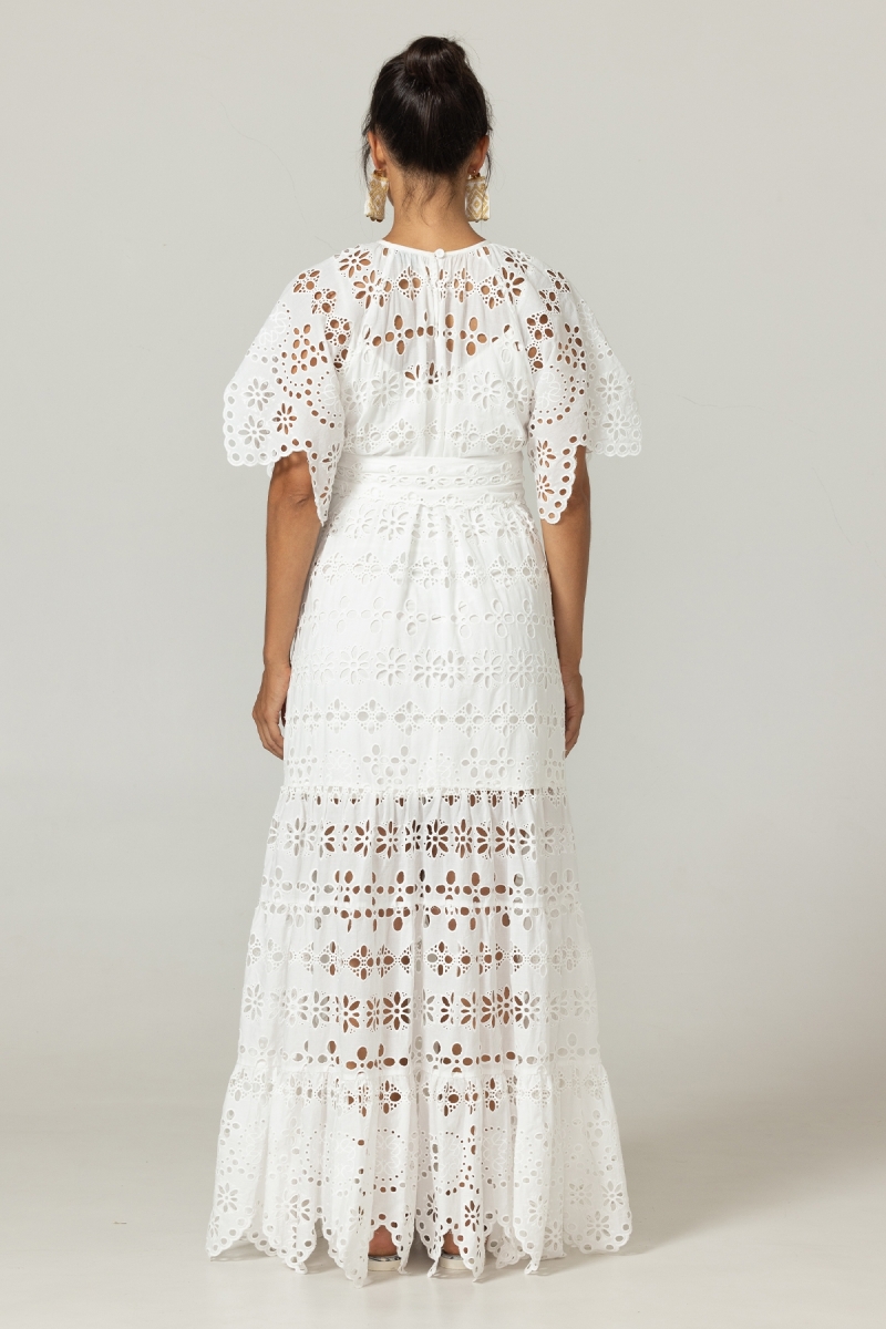 Vestido Longo Ruby - Bordado Inglês - 100% Algodão - Miss June Paris - 9