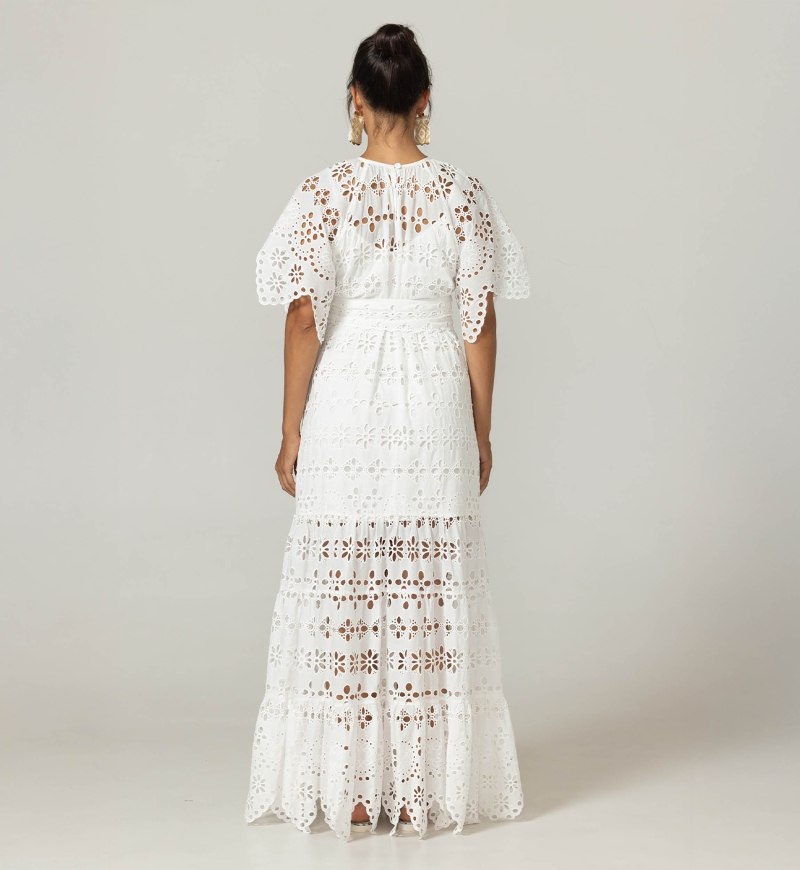 Vestido Largo Sable - Bordado Inglés - 100% Algodón - Miss June Paris - 9