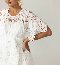 Long Dress Sable - English Embroidery - 100% Cotton - Miss June Paris - 10