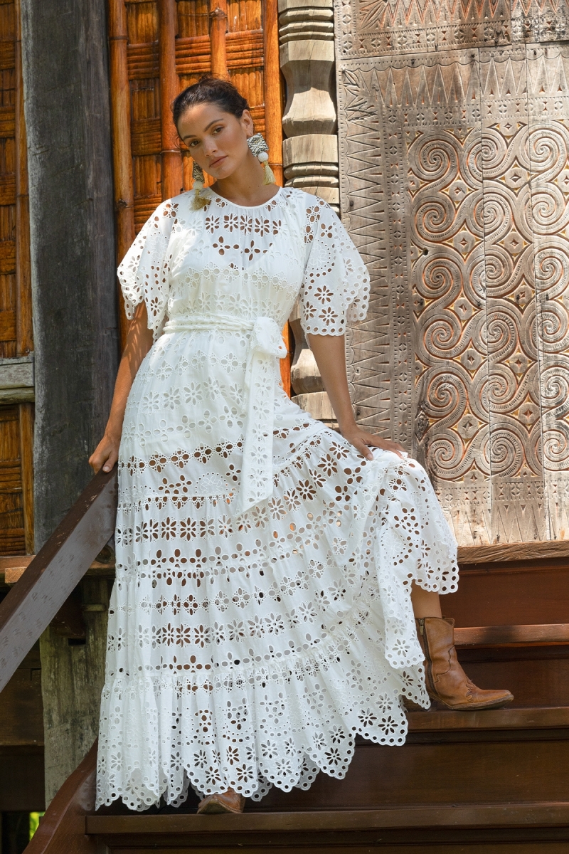 Robe Longue Sable - Broderie anglaise - 100% coton - Miss June Paris - 7