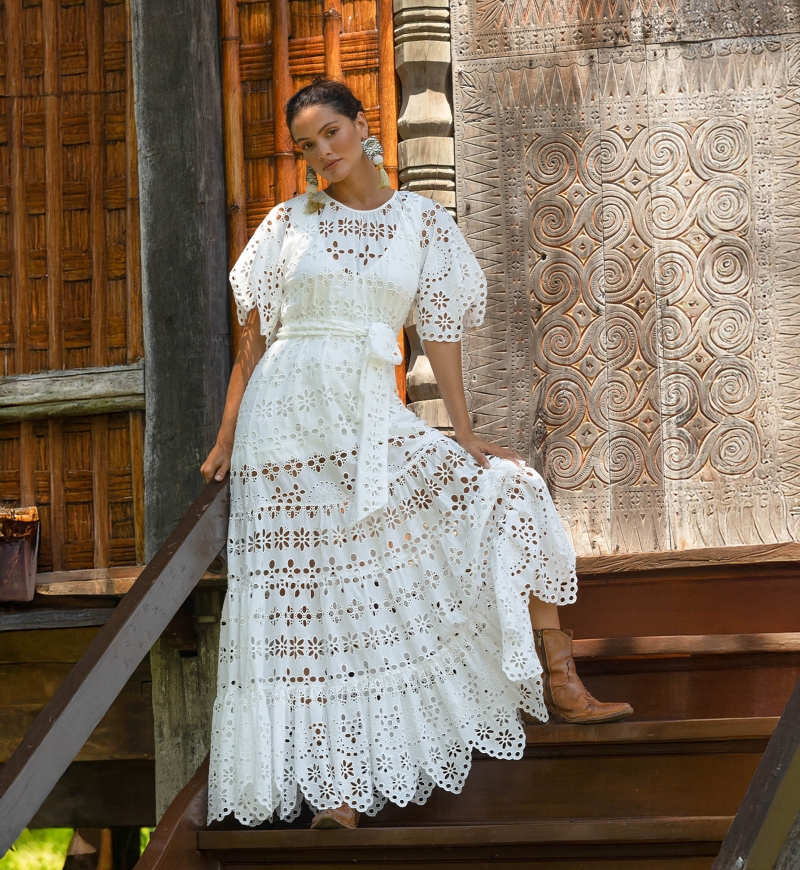 Robe Longue Sable - Broderie anglaise - 100% coton - Miss June Paris - 7