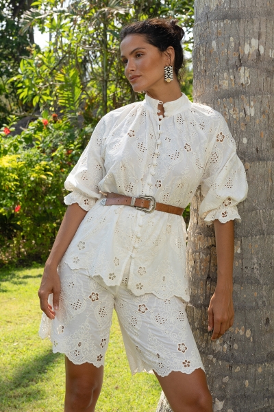 Serena Shirt - English Embroidery - 100% Cotton - Miss June Paris - 2