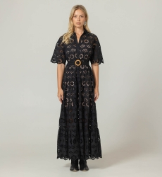 Gardenia Langes Kleid -  Englische Stickerei - 100% Baumwolle - Miss June Paris - 8